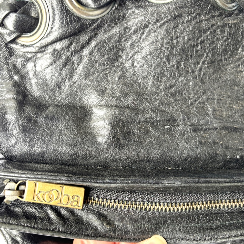 Kooba Black Leather Bag with Gold Chain - Picture 7 of 16